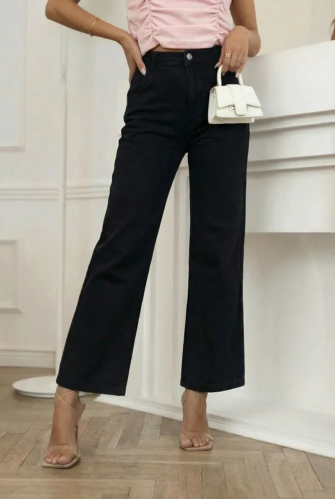 Lardo wide-leg jeans hlače črne - slika 2
