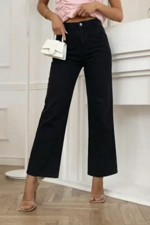 Lardo wide-leg jeans hlače črne