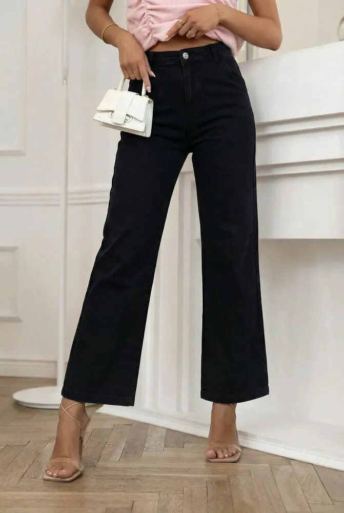 Lardo wide-leg jeans hlače črne
