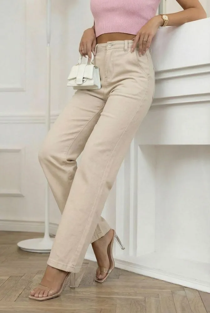 Lardo wide-leg jeans hlače bež - slika 2