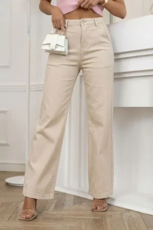 Lardo wide-leg jeans hlače bež