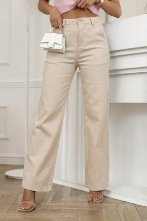Lardo wide-leg jeans hlače bež