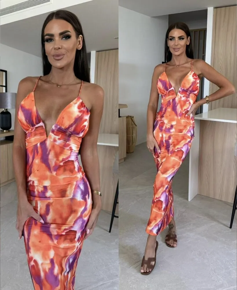 Veronica obleka oranžna - slika 3