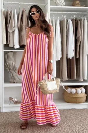 Moraira maxi bombažna obleka multicolor