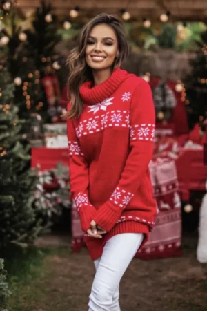 melania-pletena-obleka-rdeca-1