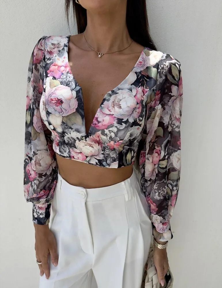 Misha crop top črn