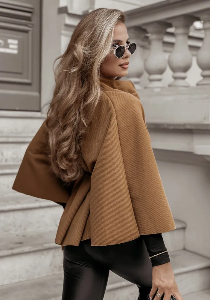 Aurella poncho plašč s pasom camel - slika 3