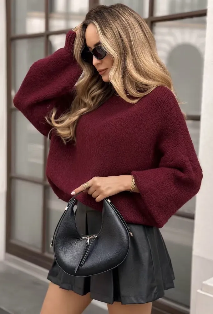 Yara chunky pulover bordo - slika 2
