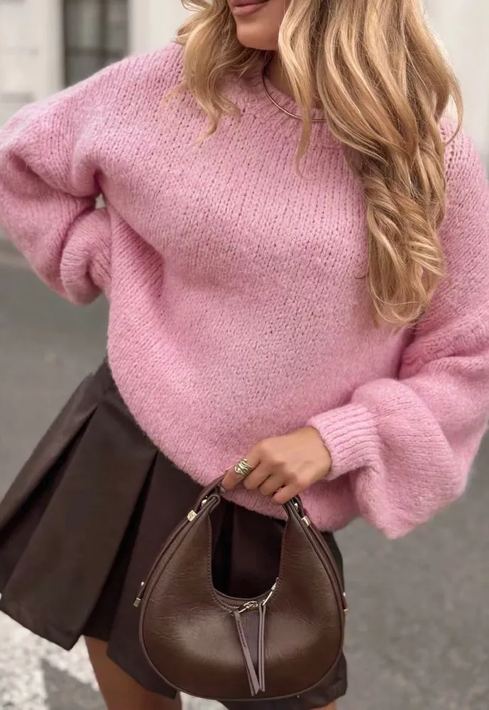 Yara chunky pulover roza - slika 2