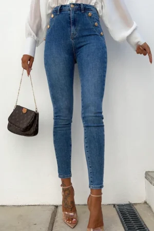 Amiyah high-waisted jeans hlače modre