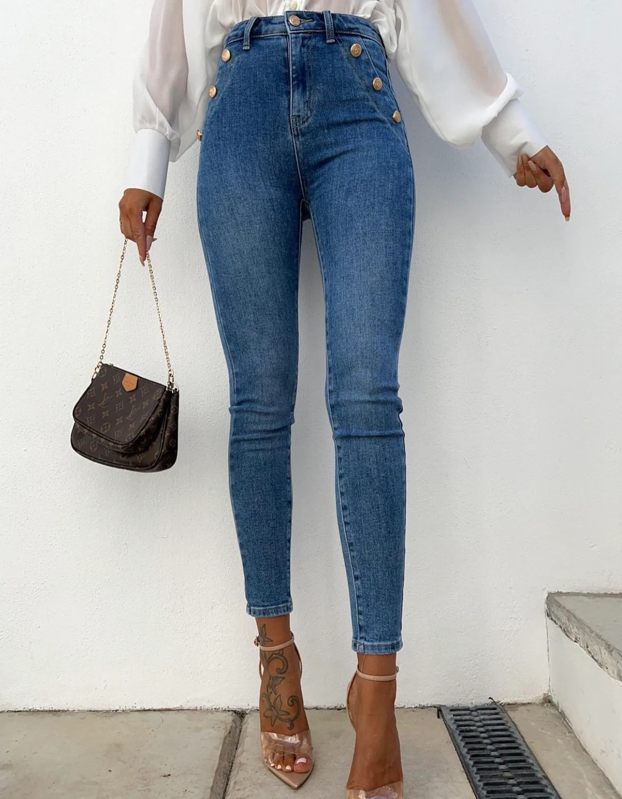 Amiyah high-waisted jeans hlače modre
