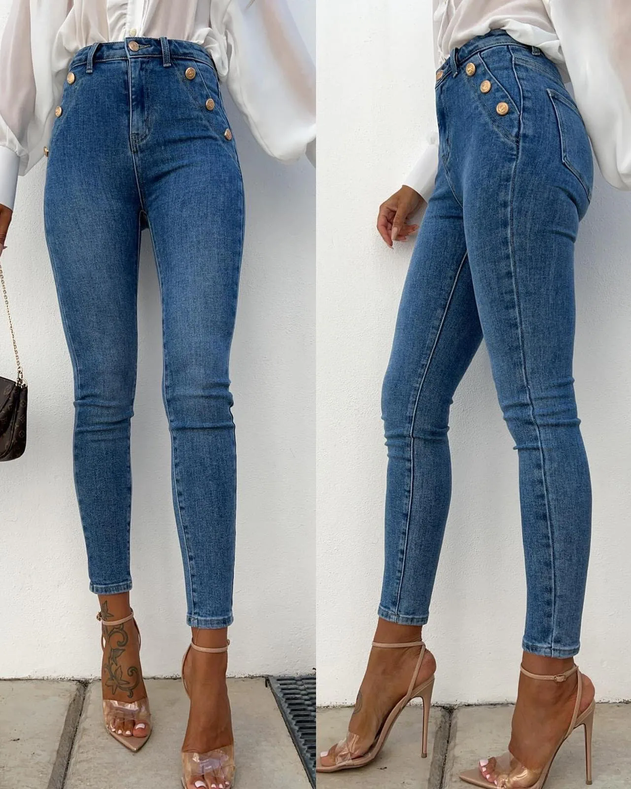 Amiyah high-waisted jeans hlače modre - slika 5