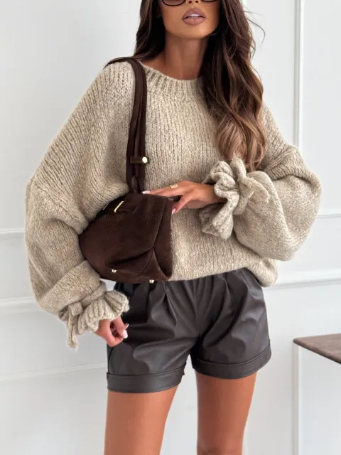 Delora chunky pulover mocca - slika 2