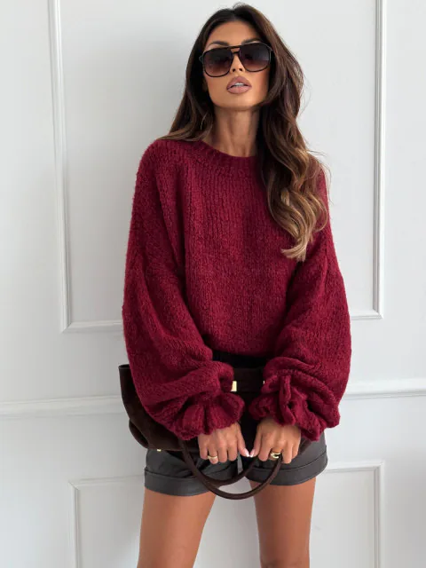 Delora chunky pulover bordo - slika 2