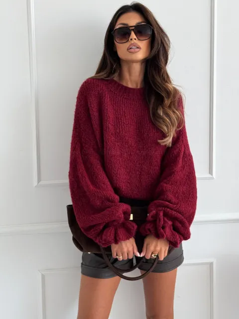 Delora chunky pulover bordo - slika 2