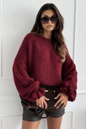 Delora chunky pulover bordo