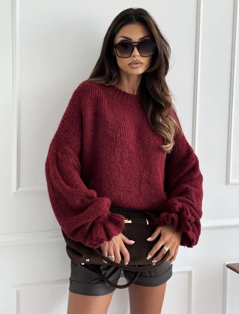 Delora chunky pulover bordo