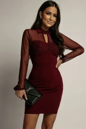 Kourtney obleka bordo