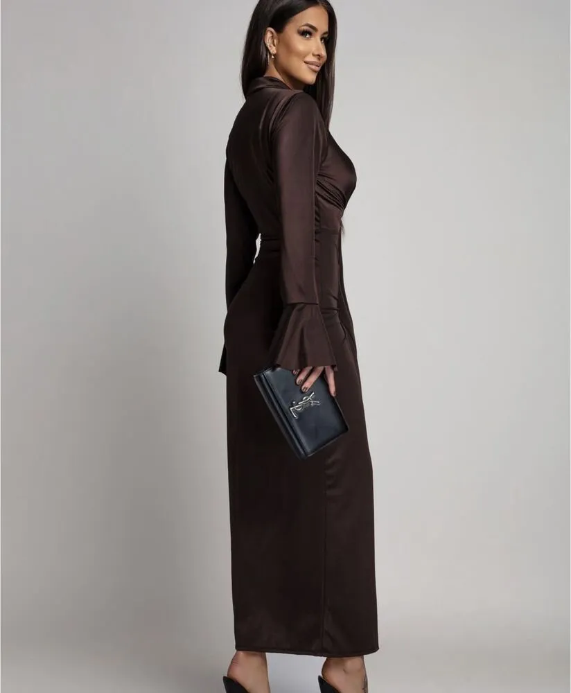 Morticia obleka rjava - slika 4
