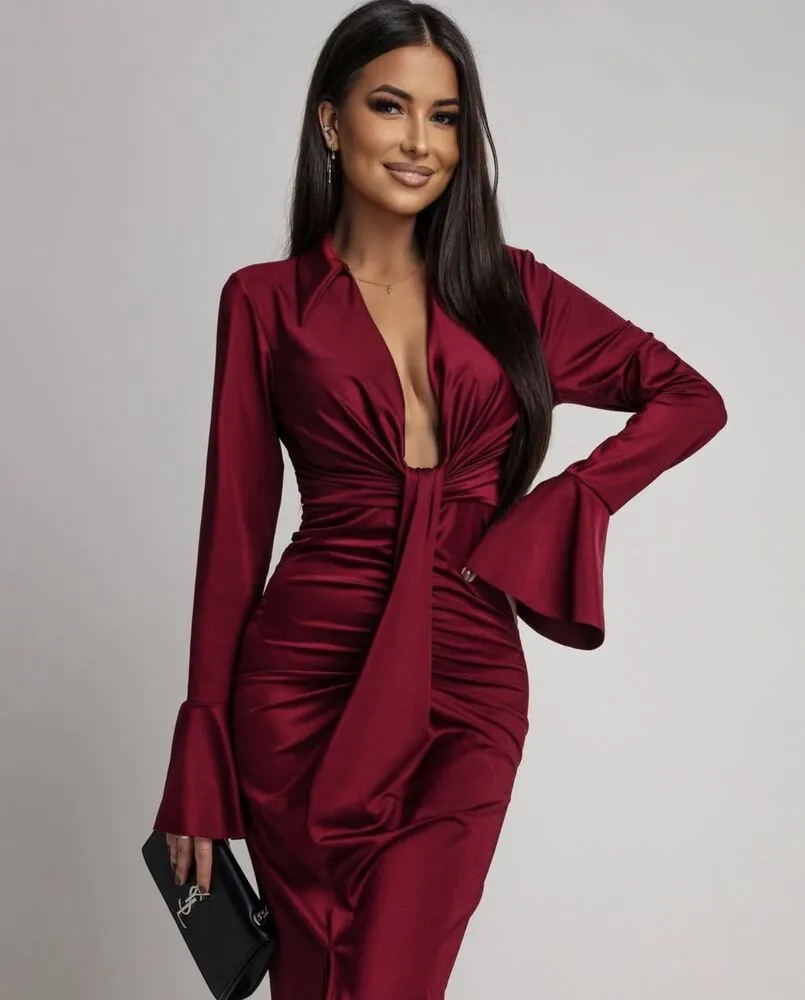 Morticia obleka bordo - slika 4