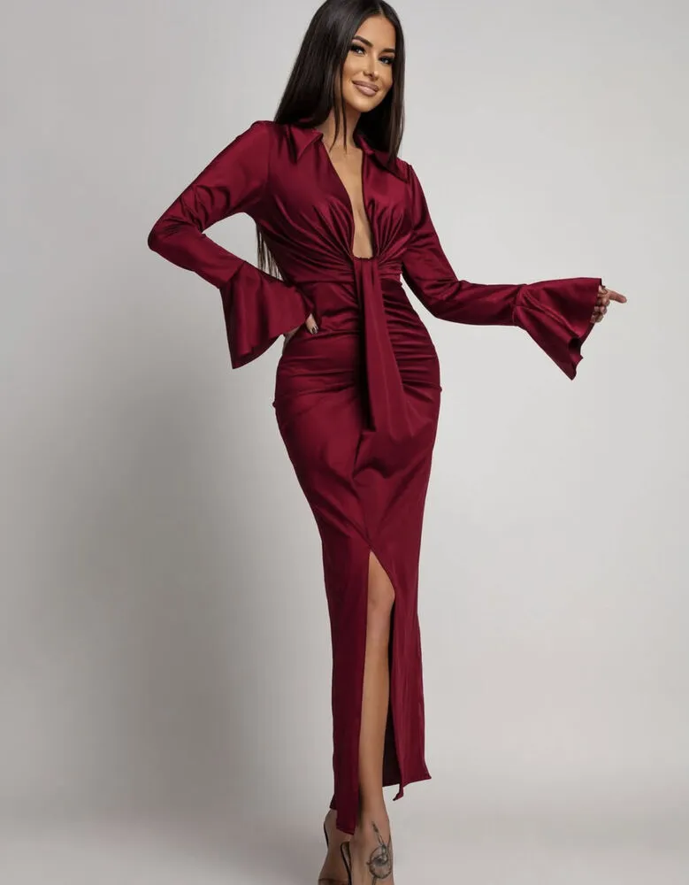 Morticia obleka bordo - slika 3