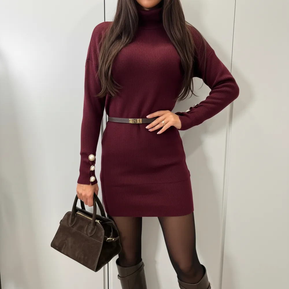 Pearl maxi pulover bordo