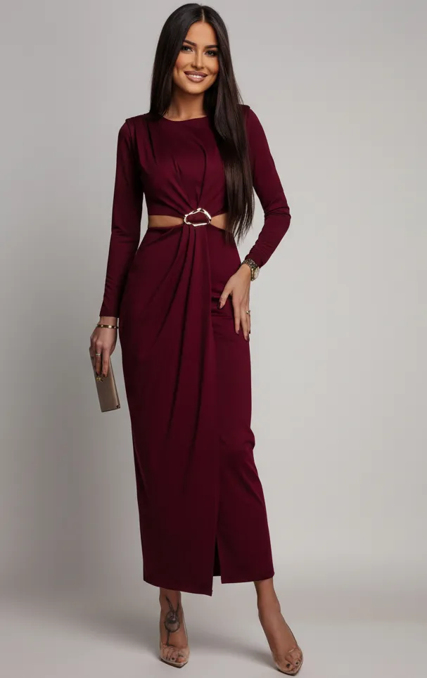 Henrietta obleka bordo - slika 3