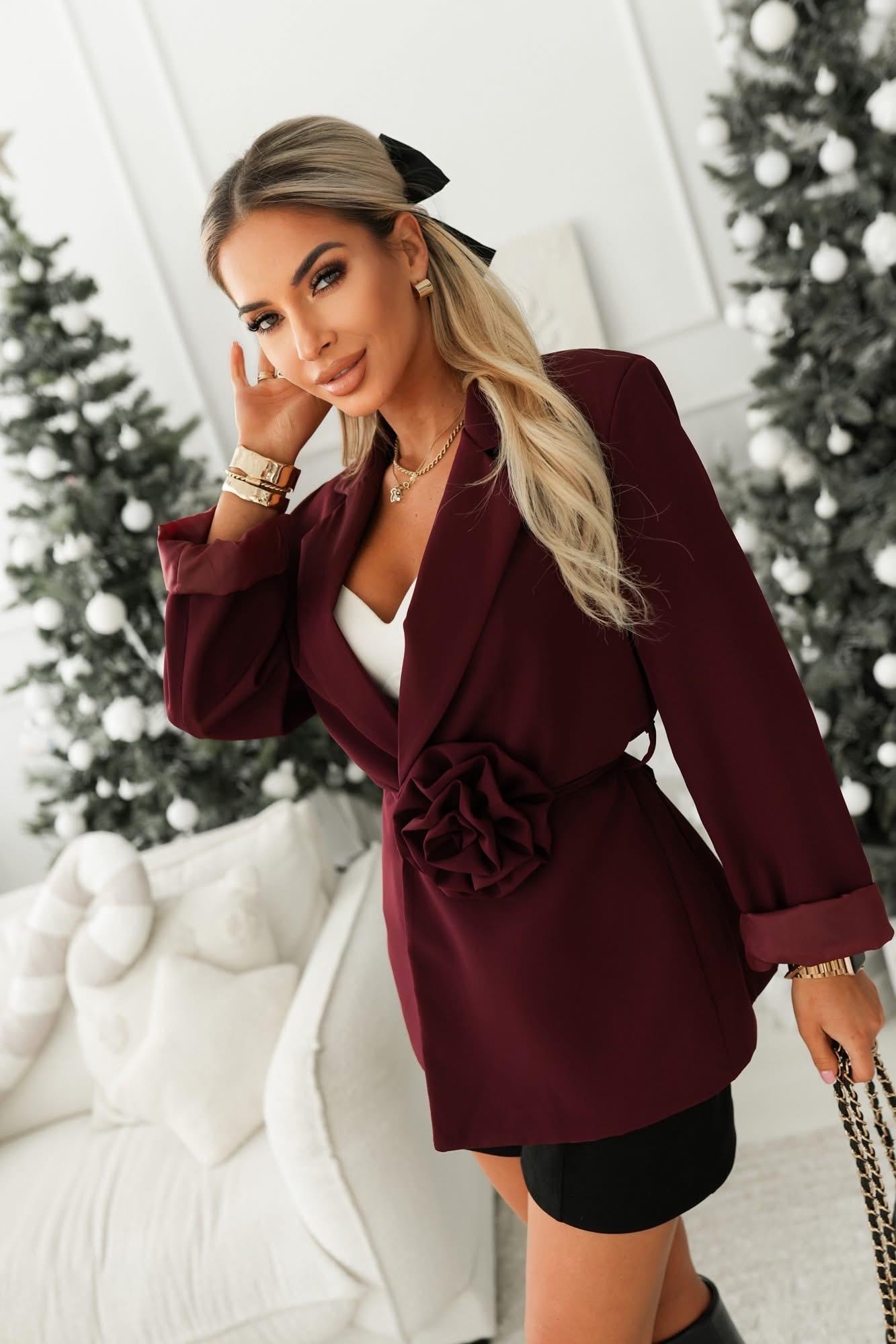 Cersei blazer z rožo bordo - slika 2