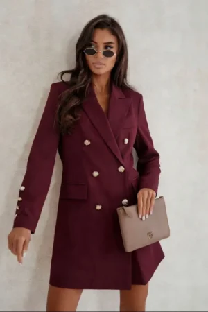 Lurenn blazer obleka bordo