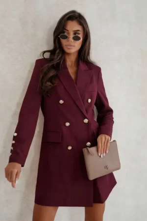 Lurenn blazer obleka bordo