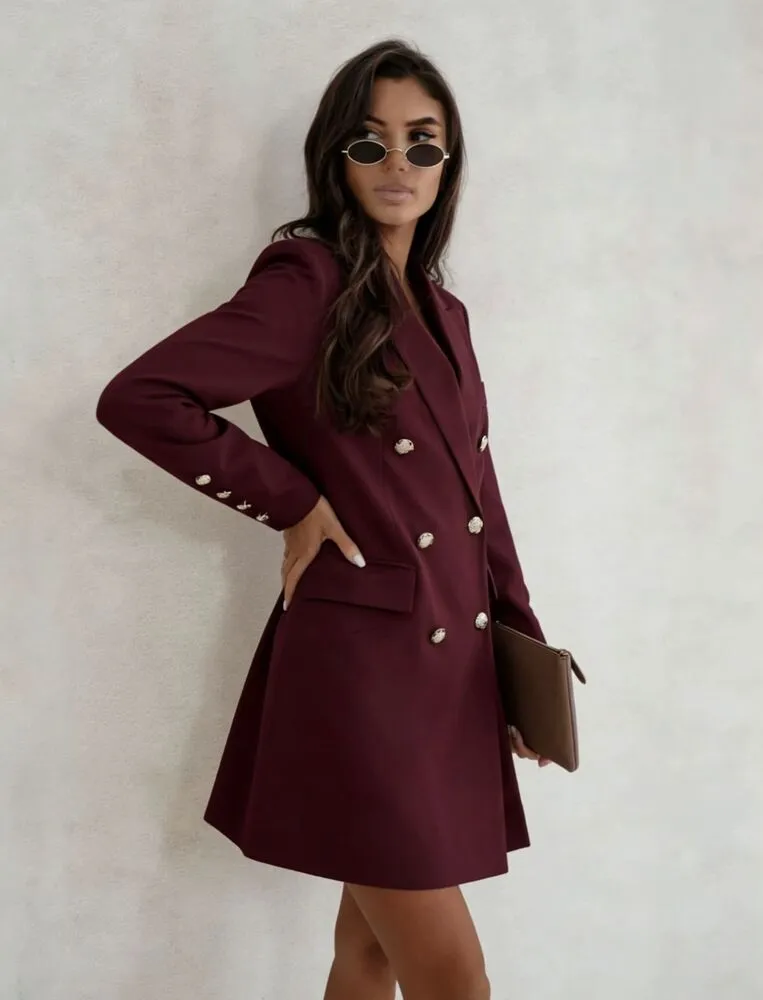 Lurenn blazer obleka bordo - slika 2