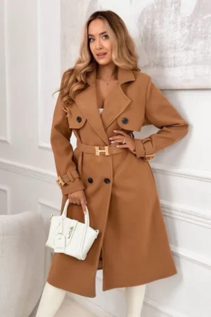 Harriet plašč s pasom camel