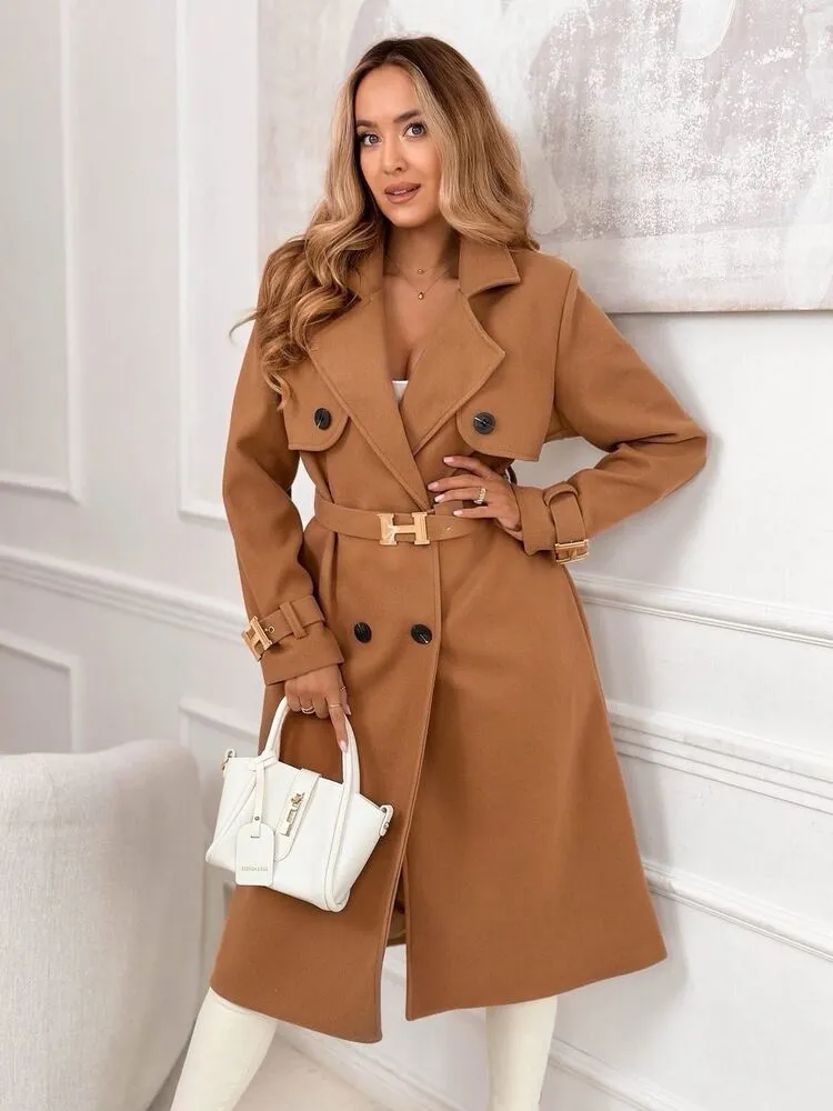 Harriet plašč s pasom camel