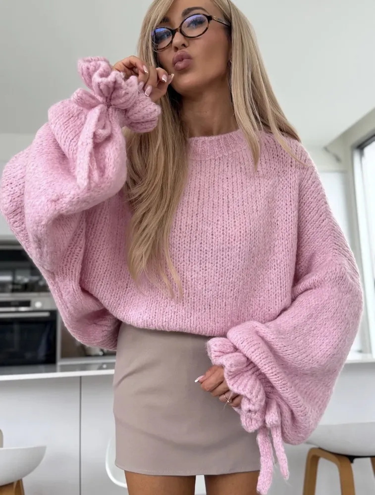 Delora chunky pulover blush - slika 2