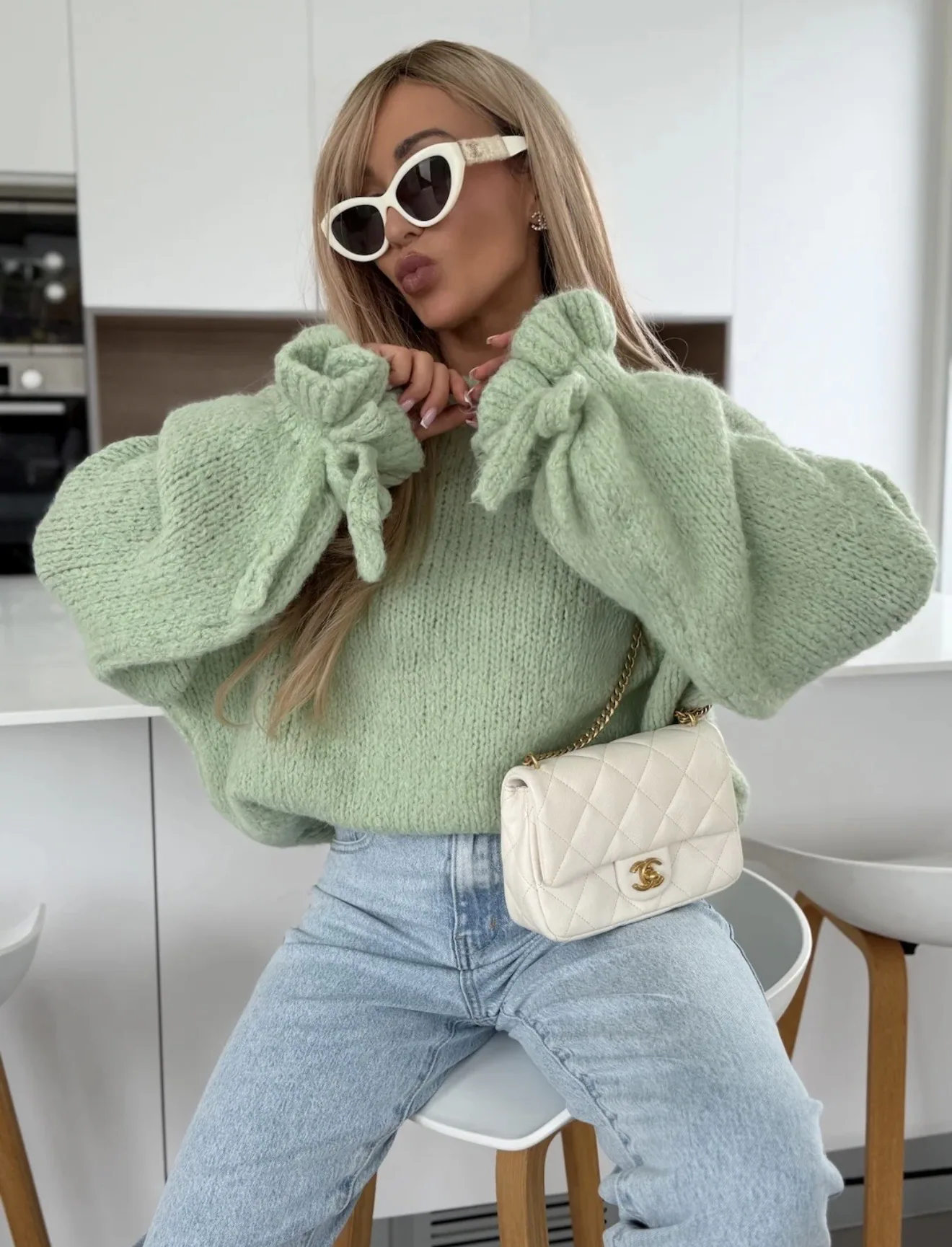Delora chunky pulover mint
