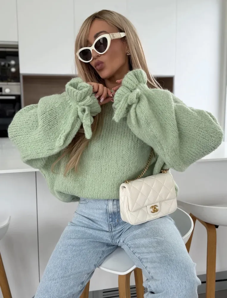 Delora chunky pulover mint