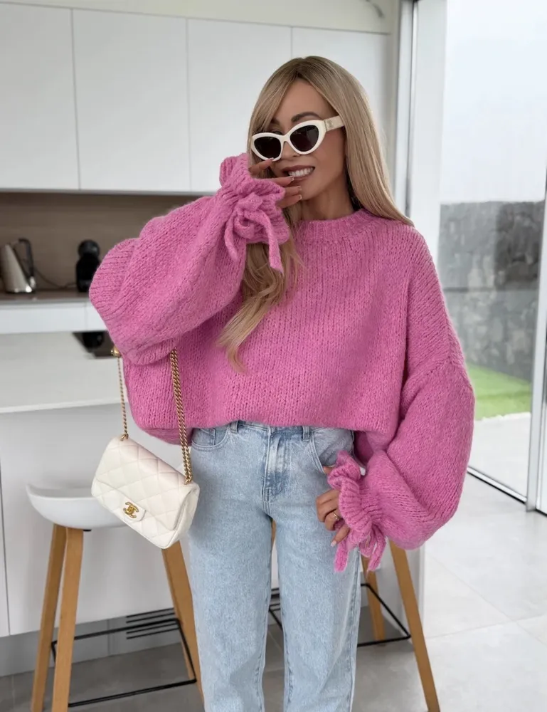 Delora chunky pulover fuksija