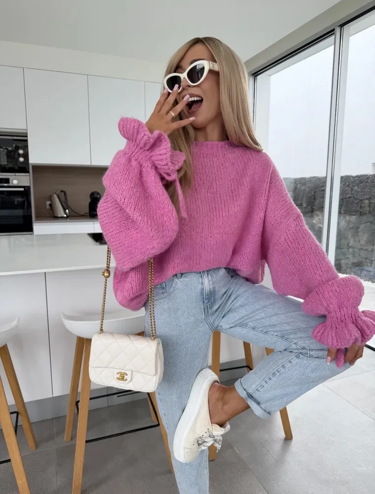 Delora chunky pulover fuksija - slika 2