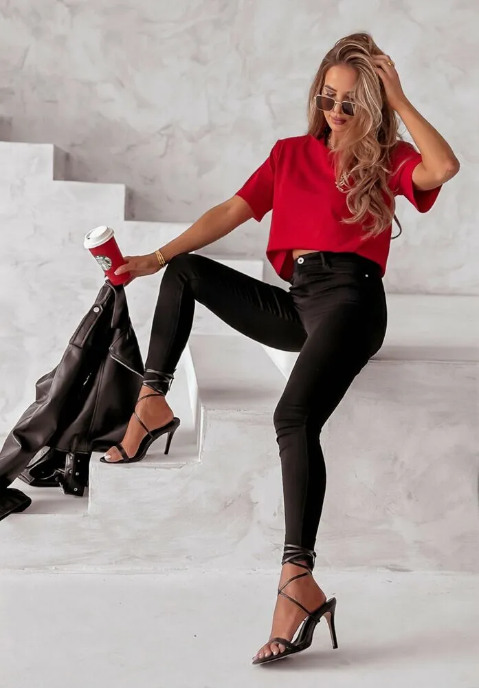 Elon push-up jeans hlače črne - slika 12