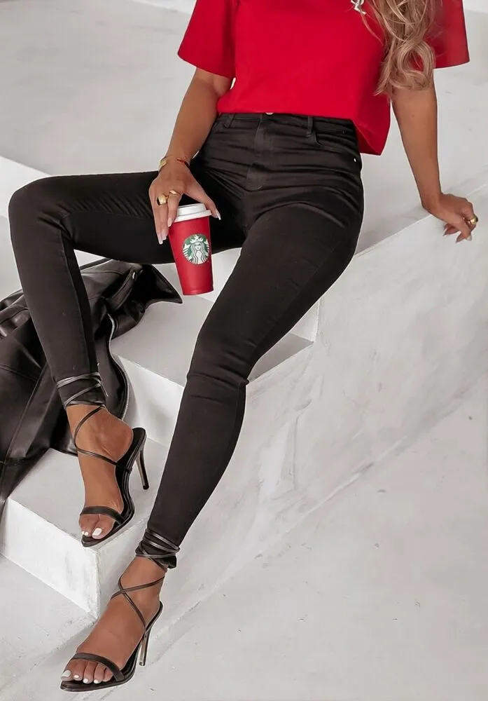 Elon push-up jeans hlače črne - slika 8
