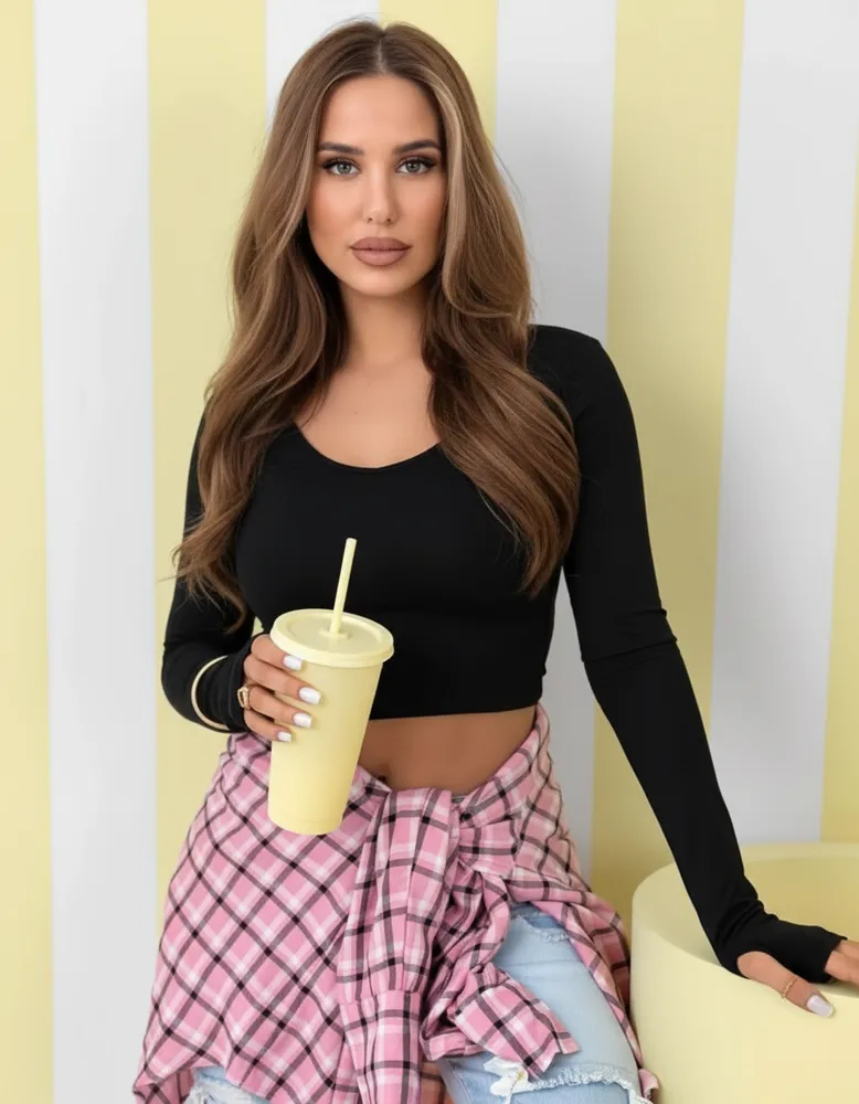 Lumi crop top črn - slika 2