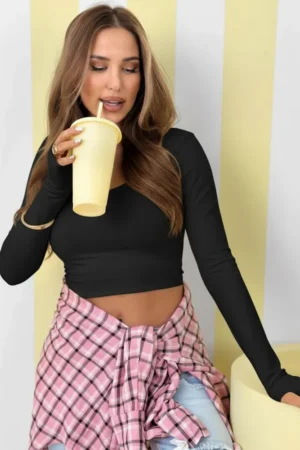 Lumi crop top črn