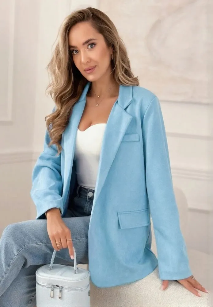Verace semiš blazer moder - slika 5