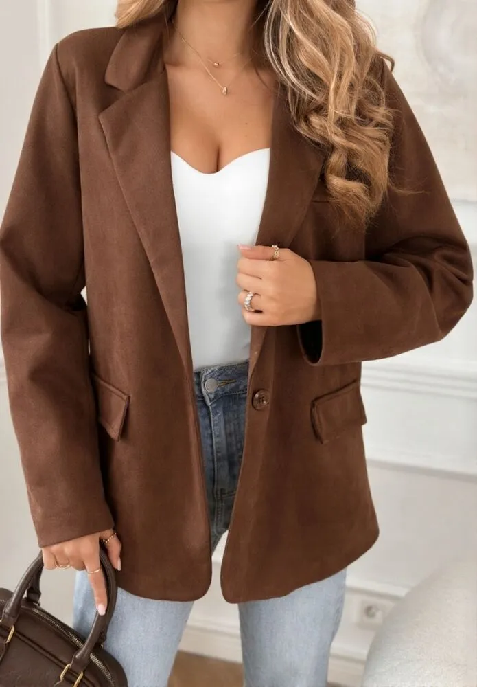 Verace semiš blazer rjav - slika 3