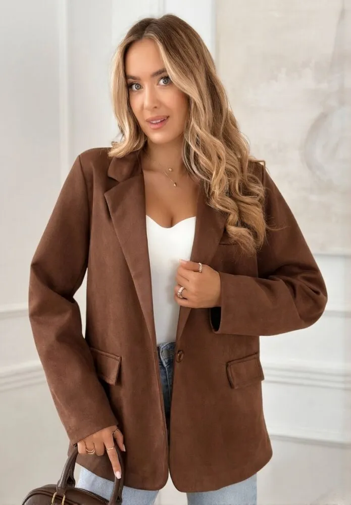 Verace semiš blazer rjav - slika 2