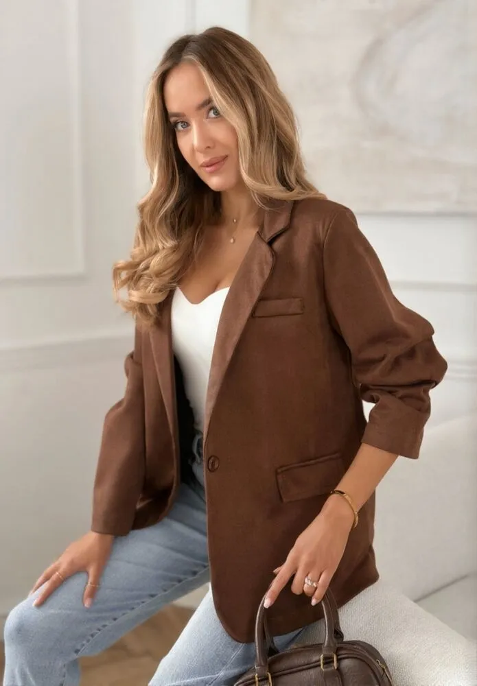 Verace semiš blazer rjav - slika 4