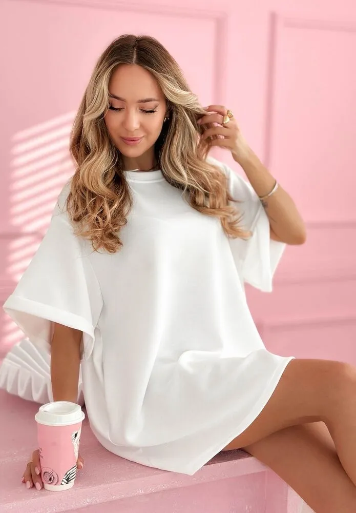 Nirra t-shirt obleka bela - slika 5