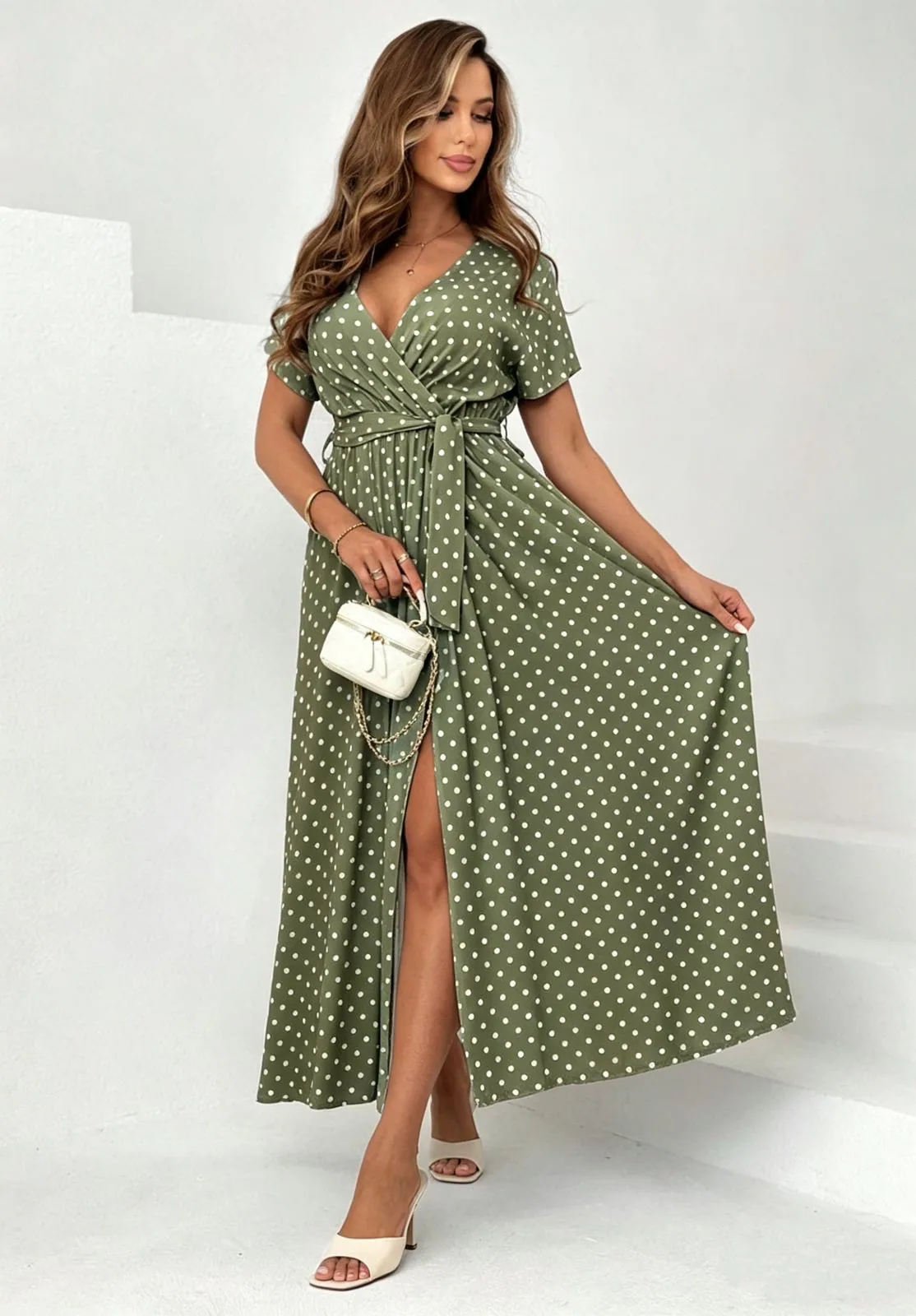 Beatrix maxi obleka olivna