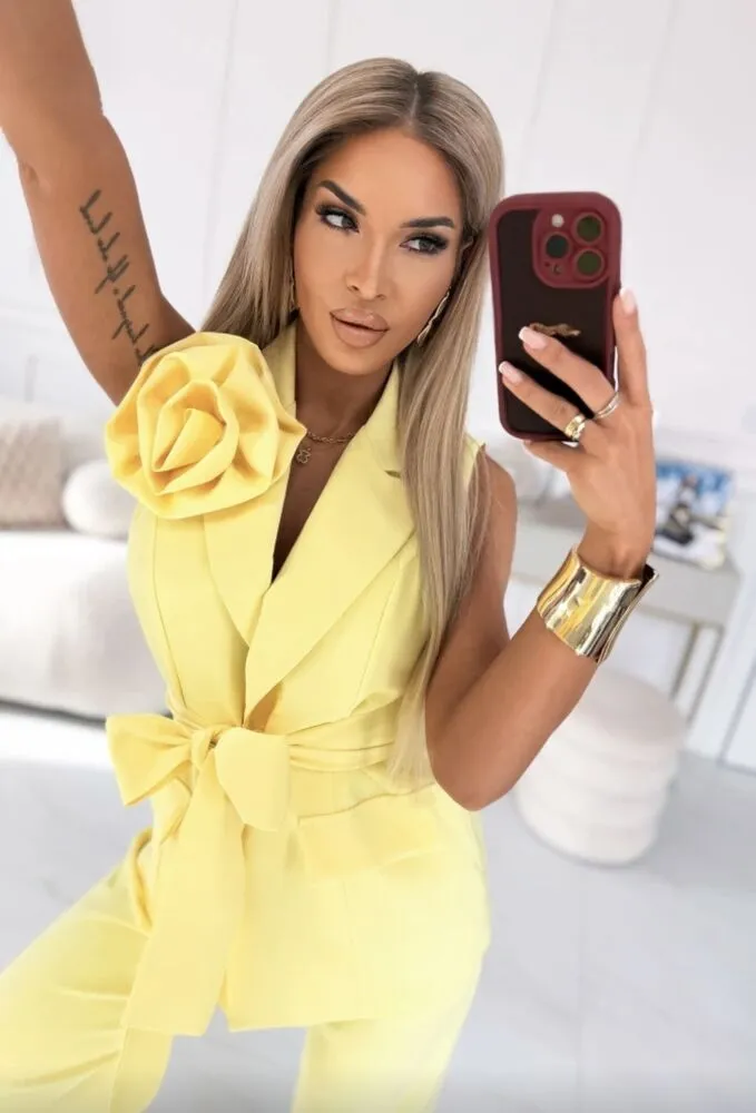 Emiliane komplet z broško rumen - slika 3