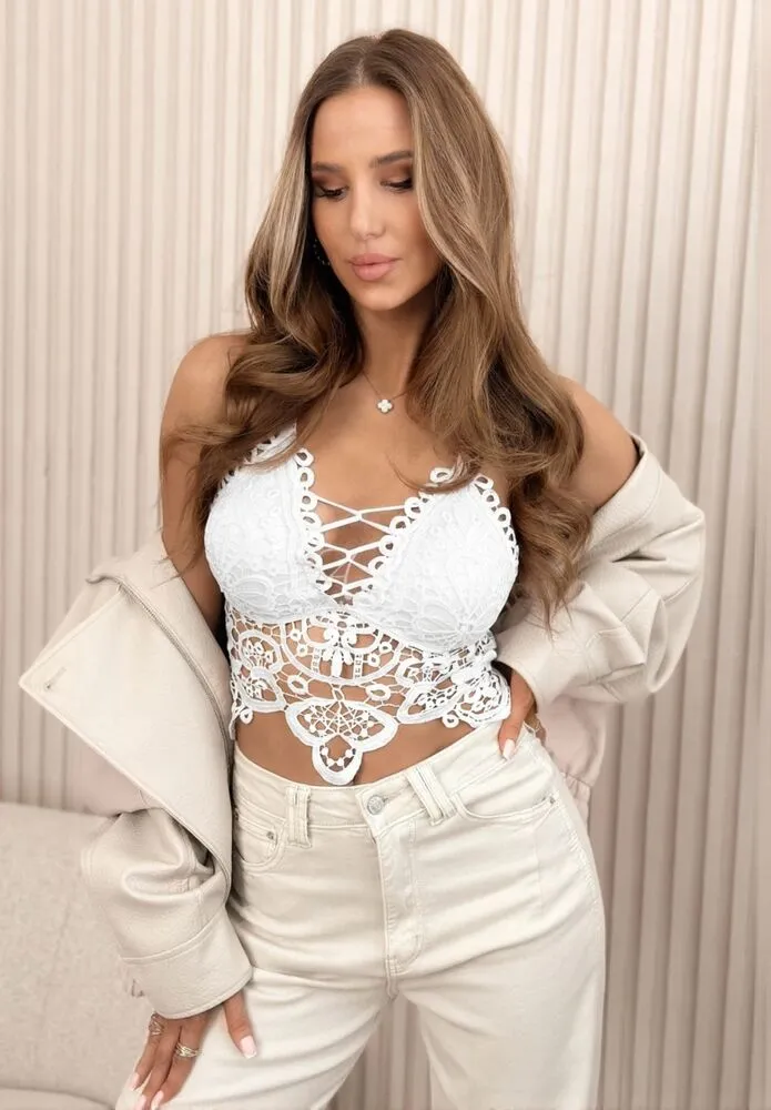 Lari crop top bel - slika 5